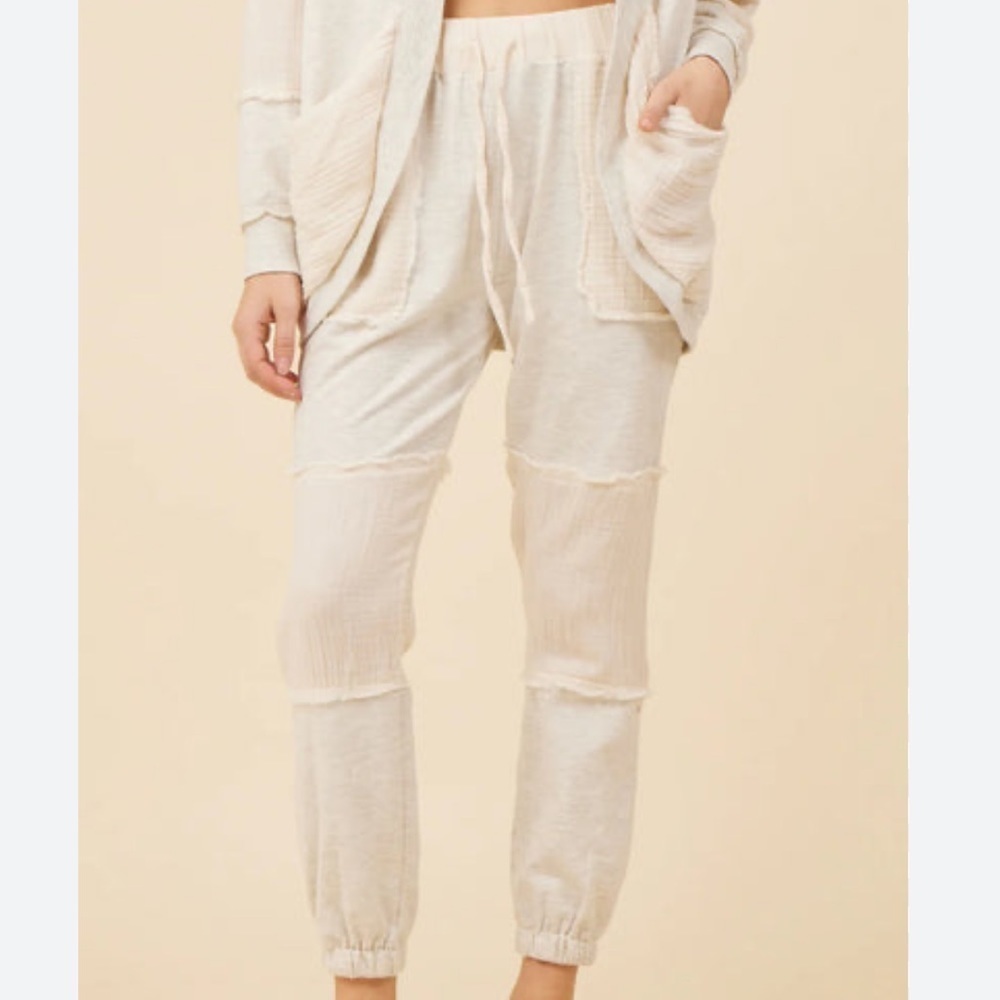 Vintage Havana Cream Textured Drawstring Joggers